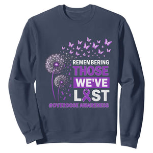 Overdose Awareness Sweatshirt Remembering Those We Have Lost Dandelion Purple Ribbon Memorial TS10 Navy Print Your Wear