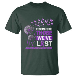 Overdose Awareness T Shirt Remembering Those We Have Lost Dandelion Purple Ribbon Memorial TS10 Dark Forest Green Print Your Wear