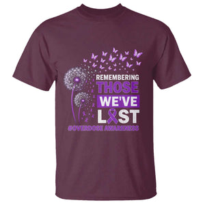 Overdose Awareness T Shirt Remembering Those We Have Lost Dandelion Purple Ribbon Memorial TS10 Maroon Print Your Wear