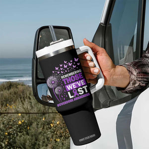 Overdose Awareness Tumbler With Handle Remembering Those We Have Lost Dandelion Purple Ribbon Memorial TS10 Print Your Wear