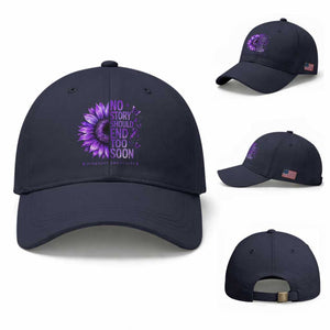 No Story Should End Too Soon Purple Sunflower Overdose Awareness Baseball Cap TS10 Baseball Cap Universal Fit Navy Print Your Wear