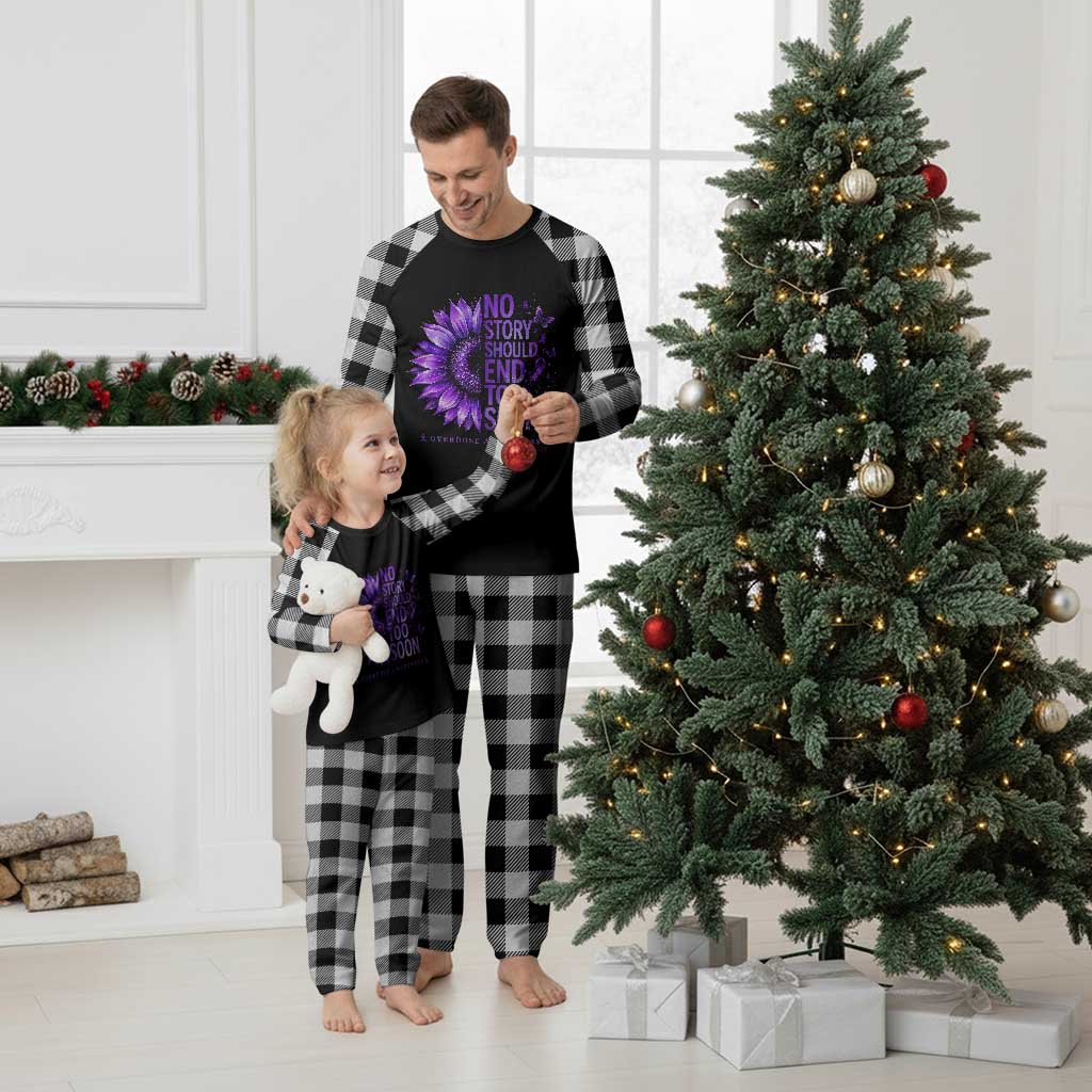 No Story Should End Too Soon Purple Sunflower Overdose Awareness Plaid Pajama Set TS10 White Plaid Print Your Wear