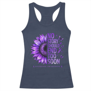 No Story Should End Too Soon Purple Sunflower Overdose Awareness Racerback Tank Top TS10 Navy Print Your Wear