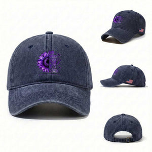 No Story Should End Too Soon Purple Sunflower Overdose Awareness Washed Cotton Baseball Cap TS10 Washed Cap Universal Fit Navy Print Your Wear