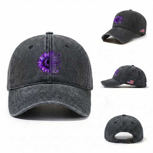 No Story Should End Too Soon Purple Sunflower Overdose Awareness Washed Cotton Baseball Cap TS10 Washed Cap Universal Fit Dark Gray Print Your Wear