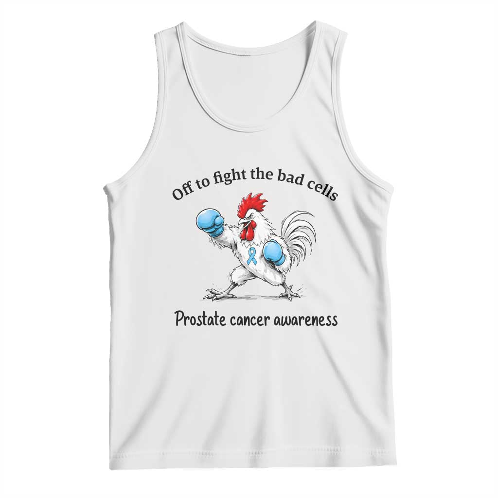 Prostate Cancer Awareness Tank Top Rooster Light Blue Ribbon Survivor Chemotherapy Gift TS10 White Print Your Wear