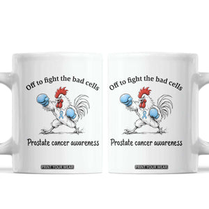 Prostate Cancer Awareness Coffee Mug Rooster Light Blue Ribbon Survivor Chemotherapy Gift TS10 White Print Your Wear