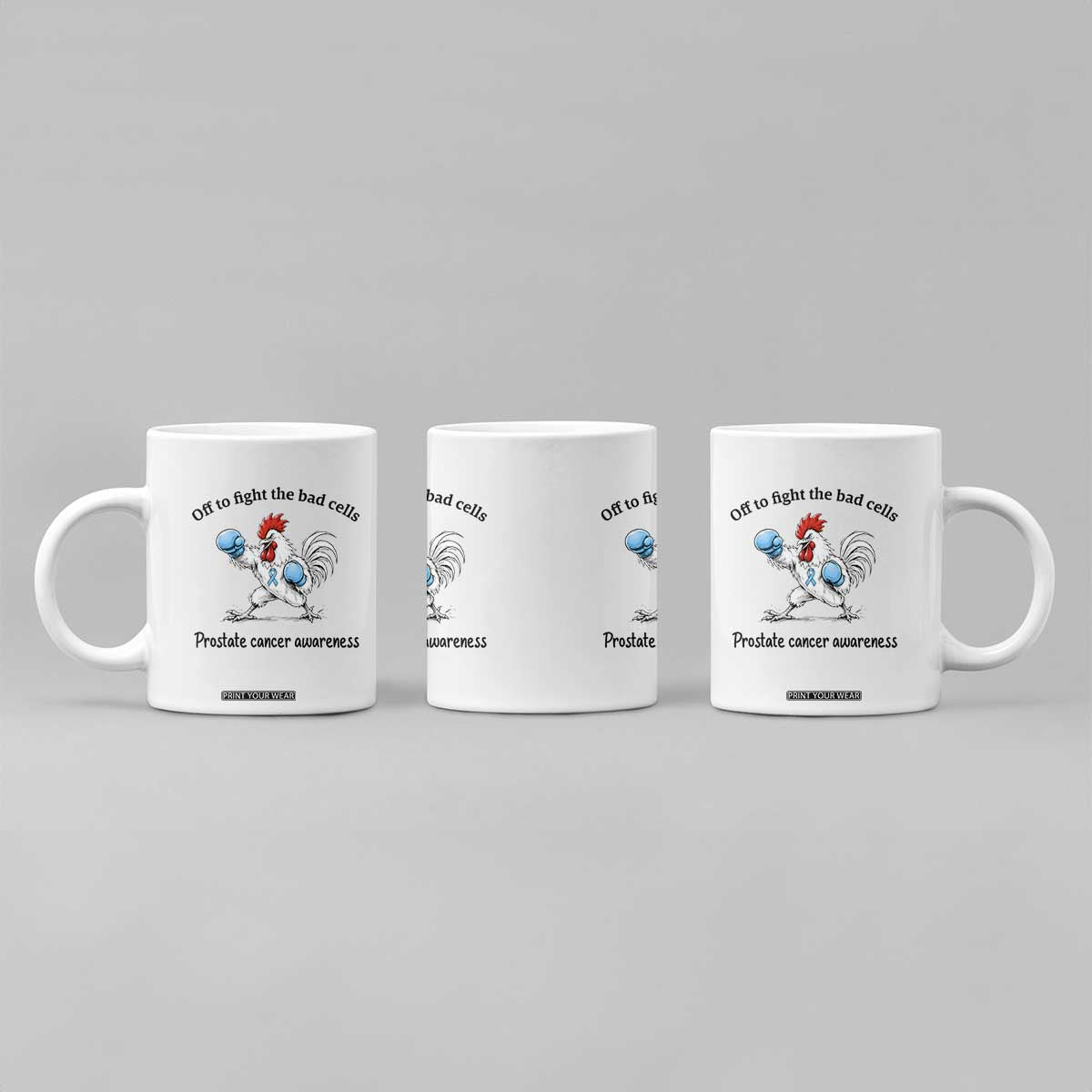 Prostate Cancer Awareness Coffee Mug Rooster Light Blue Ribbon Survivor Chemotherapy Gift TS10 Print Your Wear