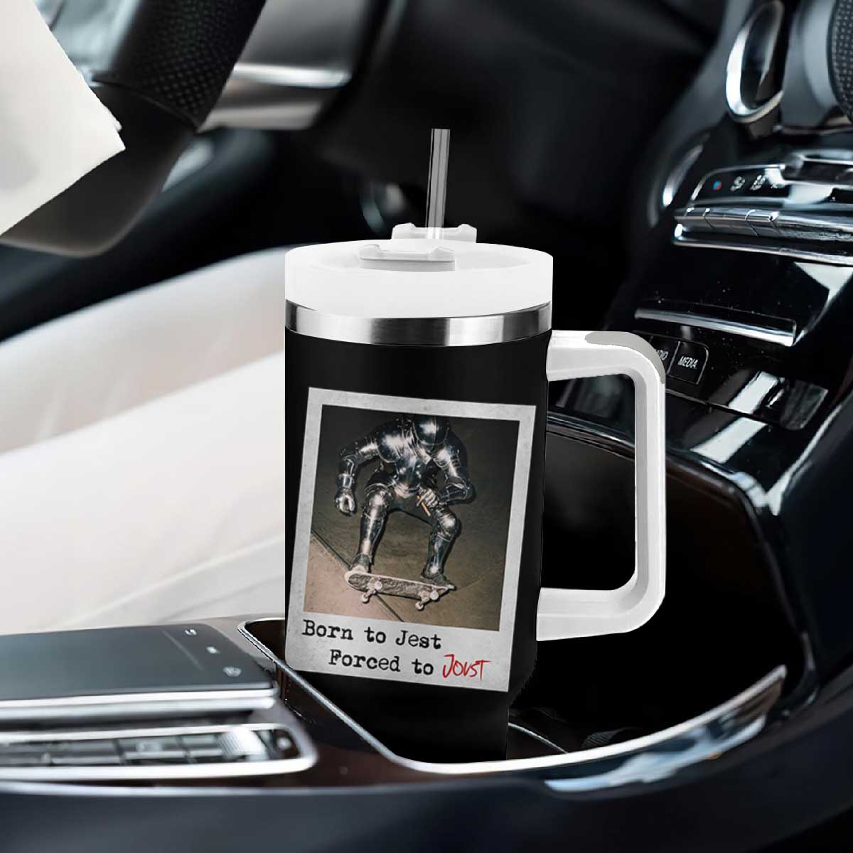Knights Meme Tumbler With Handle Born to Jest Forced to Joust TS10 Print Your Wear