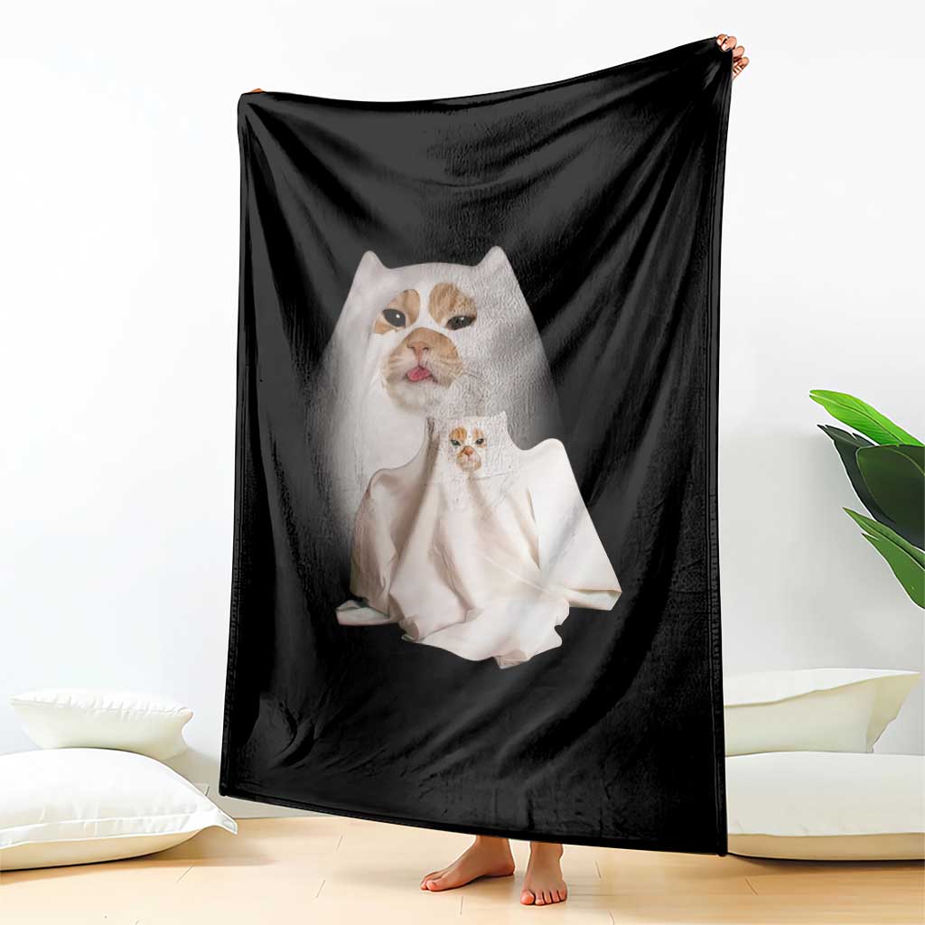 Funny Halloween Ghost Cat Meme Throw Blanket TS10 Print Your Wear