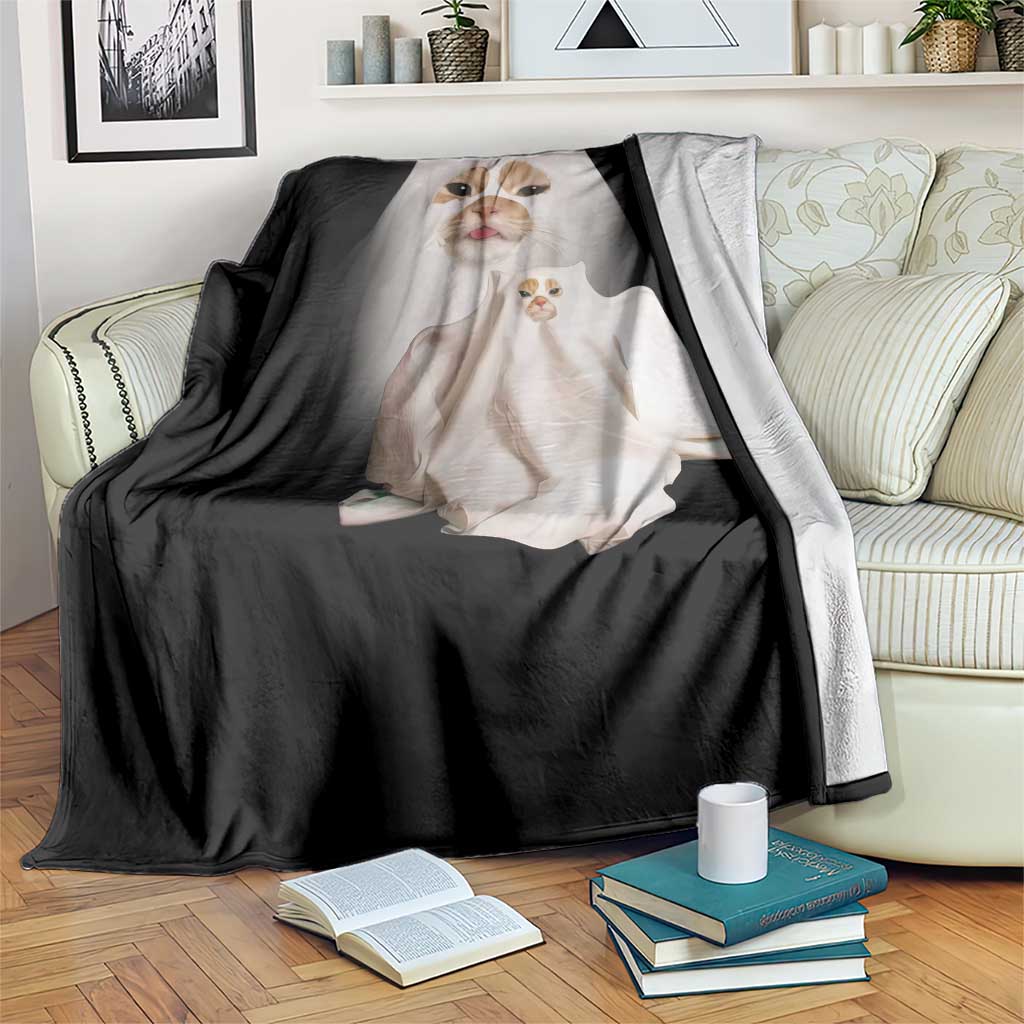 Funny Halloween Ghost Cat Meme Throw Blanket TS10 Print Your Wear