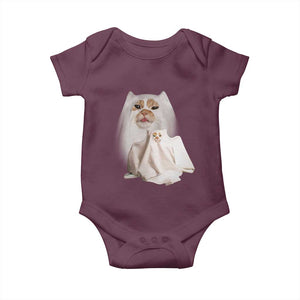 Funny Halloween Ghost Cat Meme Baby Onesie TS10 Maroon Print Your Wear