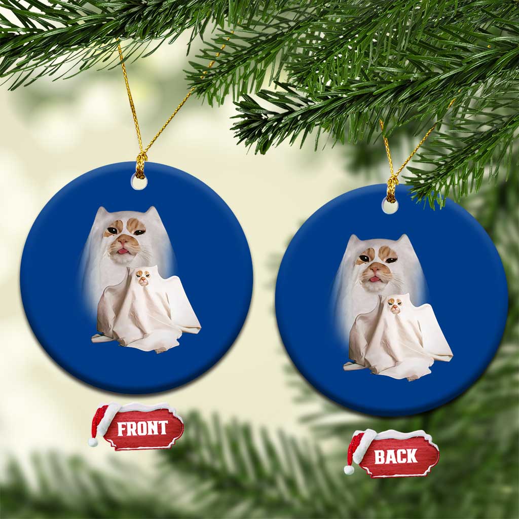 Funny Halloween Ghost Cat Meme Ceramic Ornament TS10 1pc Blue Print Your Wear