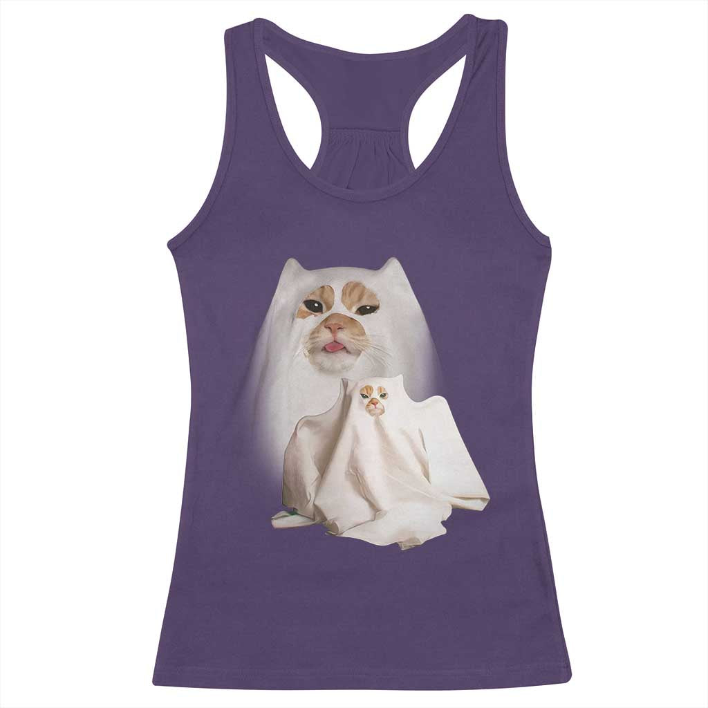 Funny Halloween Ghost Cat Meme Racerback Tank Top TS10 Purple Print Your Wear