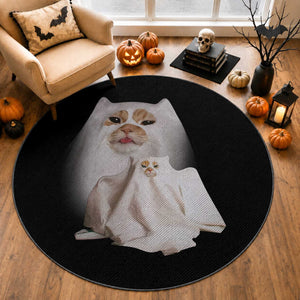 Funny Halloween Ghost Cat Meme Round Rug