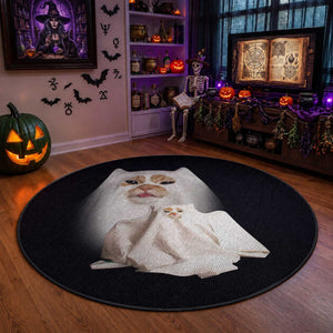 Funny Halloween Ghost Cat Meme Round Rug