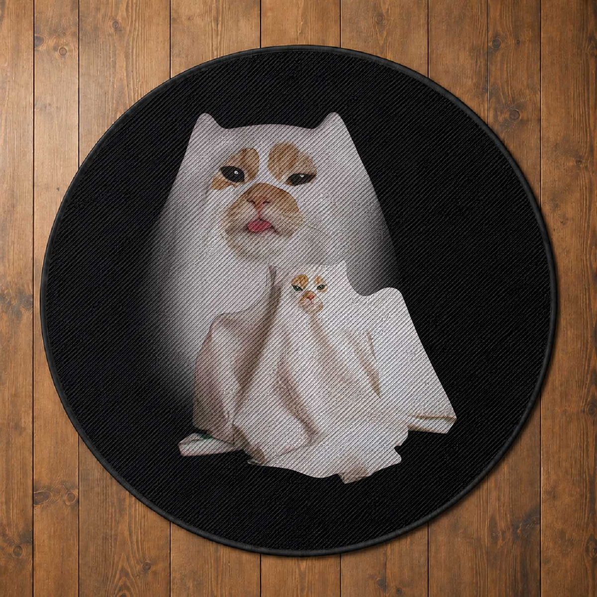 Funny Halloween Ghost Cat Meme Round Rug