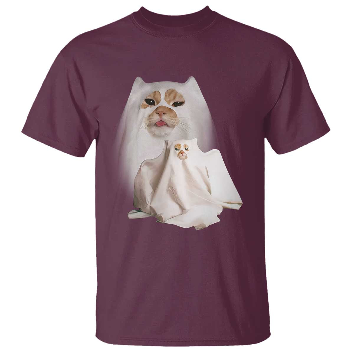 Funny Halloween Ghost Cat Meme T Shirt TS10 Maroon Print Your Wear