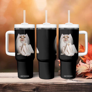 Funny Halloween Ghost Cat Meme Tumbler With Handle TS10 Print Your Wear