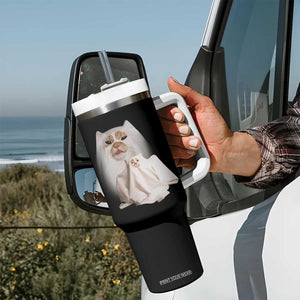 Funny Halloween Ghost Cat Meme Tumbler With Handle TS10 Print Your Wear