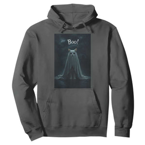 Cat Halloween Hoodie Spooky Season Ghost Kitten Haunted Mansion TS10 Dark Heather Print Your Wear