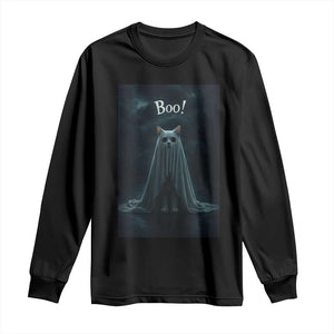 Cat Halloween Long Sleeve Shirt Spooky Season Ghost Kitten Haunted Mansion TS10 Black Print Your Wear