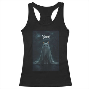 Cat Halloween Racerback Tank Top Spooky Season Ghost Kitten Haunted Mansion TS10 Black Print Your Wear