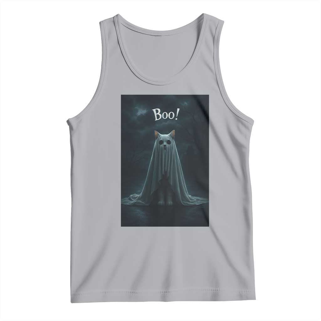 Cat Halloween Tank Top Spooky Season Ghost Kitten Haunted Mansion TS10 Athletic Heather Print Your Wear
