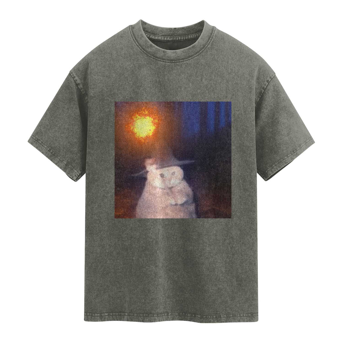 Wizard Cat Washed Cotton T-Shirt Weird Funny Retro Halloween Orange Cat Meme TS10 Olive Green Print Your Wear