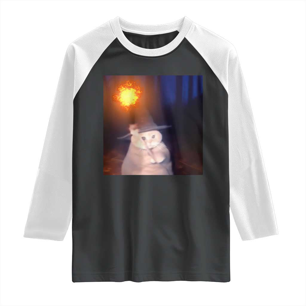 Wizard Cat Raglan Shirt Weird Funny Retro Halloween Orange Cat Meme TS10 Black White Print Your Wear