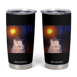 Wizard Cat Tumbler Cup Weird Funny Retro Halloween Orange Cat Meme TS10 Black Print Your Wear