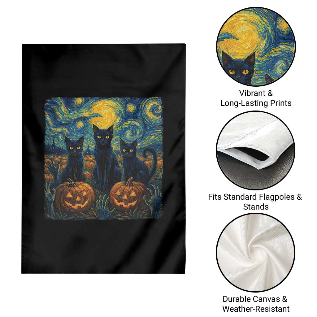 Cat Starry Night Garden Flag Funny Cat Lover Gifts Halloween Van Gogh TS10 Print Your Wear