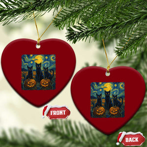 Cat Starry Night Ceramic Ornament Funny Cat Lover Gifts Halloween Van Gogh TS10 Print Your Wear