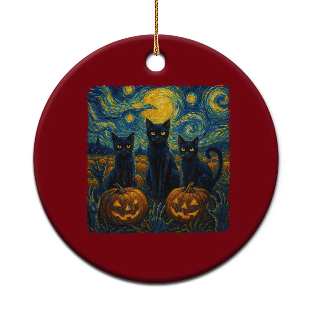 Cat Starry Night Ceramic Ornament Funny Cat Lover Gifts Halloween Van Gogh TS10 1pc Red Print Your Wear