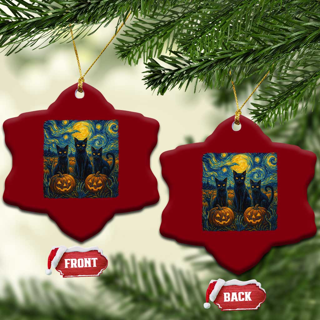 Cat Starry Night Ceramic Ornament Funny Cat Lover Gifts Halloween Van Gogh TS10 Print Your Wear