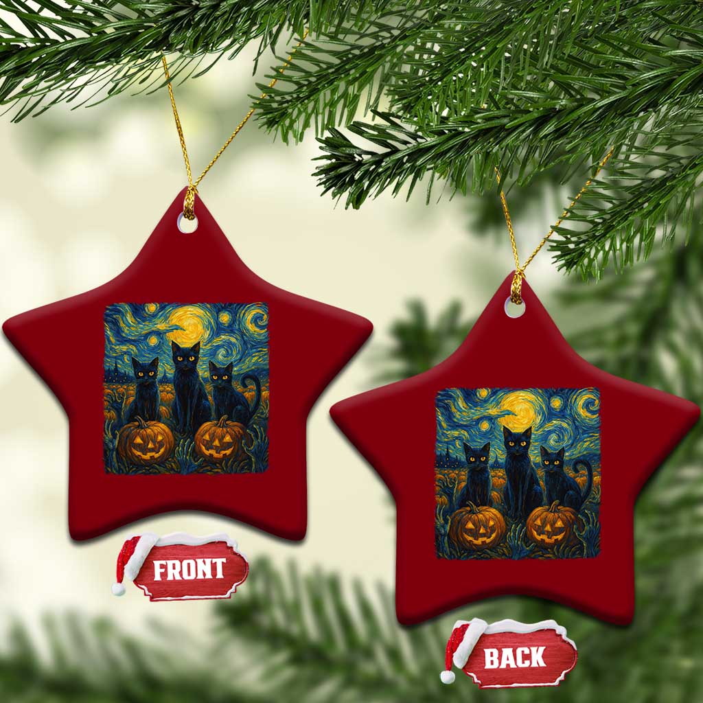 Cat Starry Night Ceramic Ornament Funny Cat Lover Gifts Halloween Van Gogh TS10 Print Your Wear
