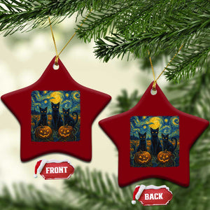 Cat Starry Night Ceramic Ornament Funny Cat Lover Gifts Halloween Van Gogh TS10 Print Your Wear