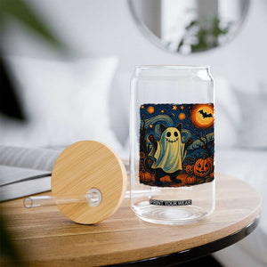 Funny Halloween Ghost Cat Glass Can Starry Night Van Gogh Cat Lover Gifts TS10 Print Your Wear