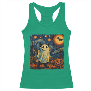 Funny Halloween Ghost Cat Racerback Tank Top Starry Night Van Gogh Cat Lover Gifts TS10 Irish Green Print Your Wear