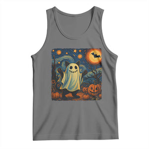 Funny Halloween Ghost Cat Tank Top Starry Night Van Gogh Cat Lover Gifts TS10 Black Heather Print Your Wear