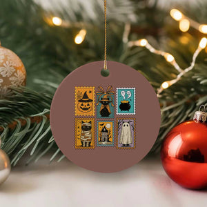 Black Cat Pumpkin Ceramic Ornament Retro Halloween Ghots Cat Stamp TS10 1pc Mocha Print Your Wear
