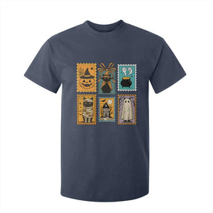 Black Cat Pumpkin T Shirt For Kid Retro Halloween Ghots Cat Stamp TS10 Navy Print Your Wear