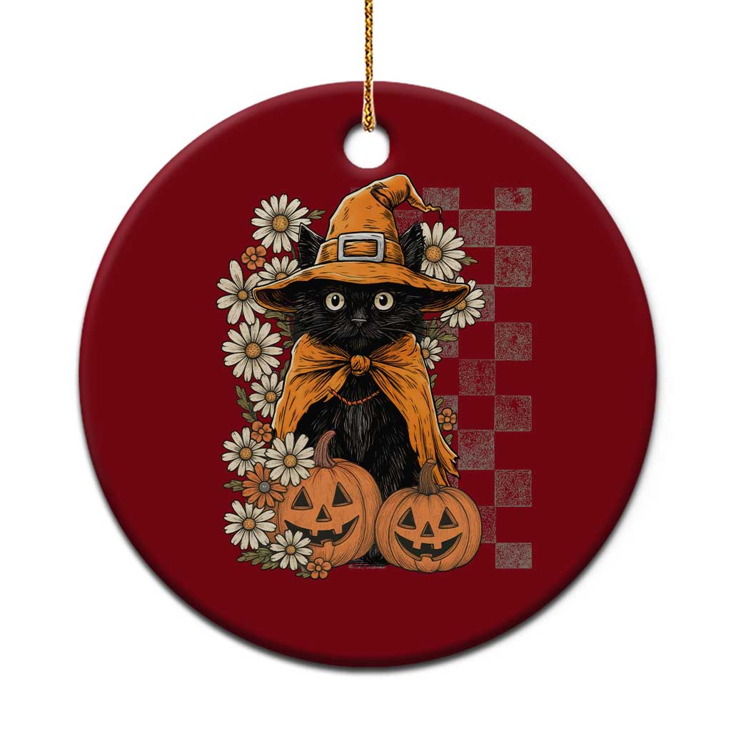 Boho Cat Wild Flowers Ceramic Ornament Vintage Autumn Cozy Black Cat Pumpkin Halloween TS10 1pc Red Print Your Wear