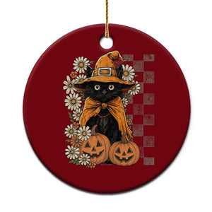 Boho Cat Wild Flowers Ceramic Ornament Vintage Autumn Cozy Black Cat Pumpkin Halloween TS10 1pc Red Print Your Wear