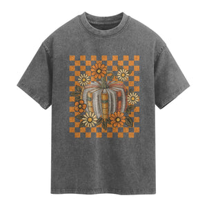 Book Pumpkin Washed Cotton T-Shirt Fall Halloween Book Lover Bookish Gift TS10 Charcoal Print Your Wear