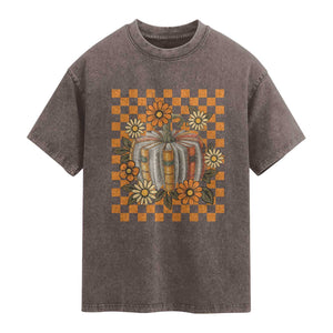 Book Pumpkin Washed Cotton T-Shirt Fall Halloween Book Lover Bookish Gift TS10 Brown Print Your Wear