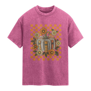 Book Pumpkin Washed Cotton T-Shirt Fall Halloween Book Lover Bookish Gift TS10 Magenta Print Your Wear
