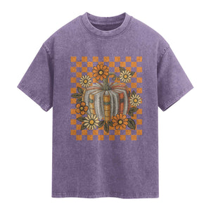 Book Pumpkin Washed Cotton T-Shirt Fall Halloween Book Lover Bookish Gift TS10 Purple Print Your Wear