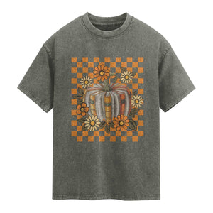 Book Pumpkin Washed Cotton T-Shirt Fall Halloween Book Lover Bookish Gift TS10 Olive Green Print Your Wear