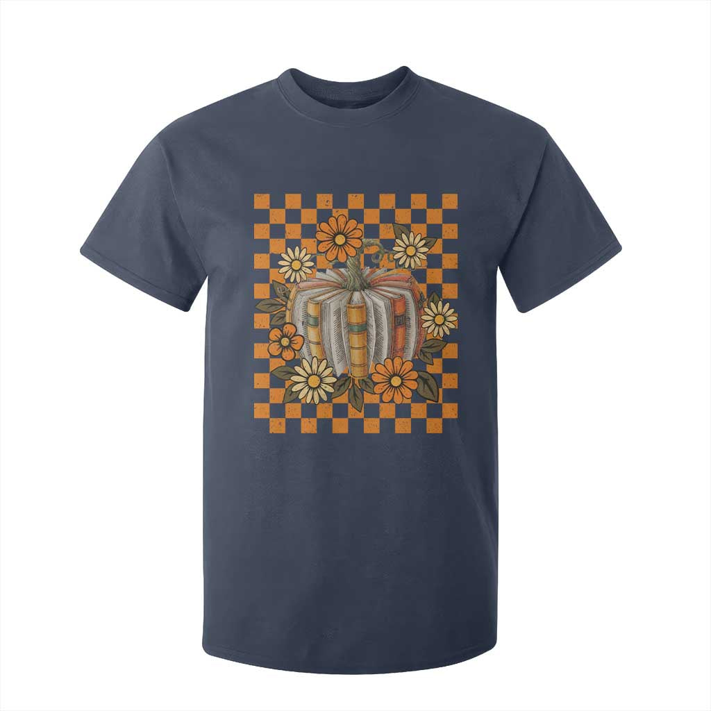 Book Pumpkin T Shirt For Kid Fall Halloween Book Lover Bookish Gift TS10 Navy Print Your Wear